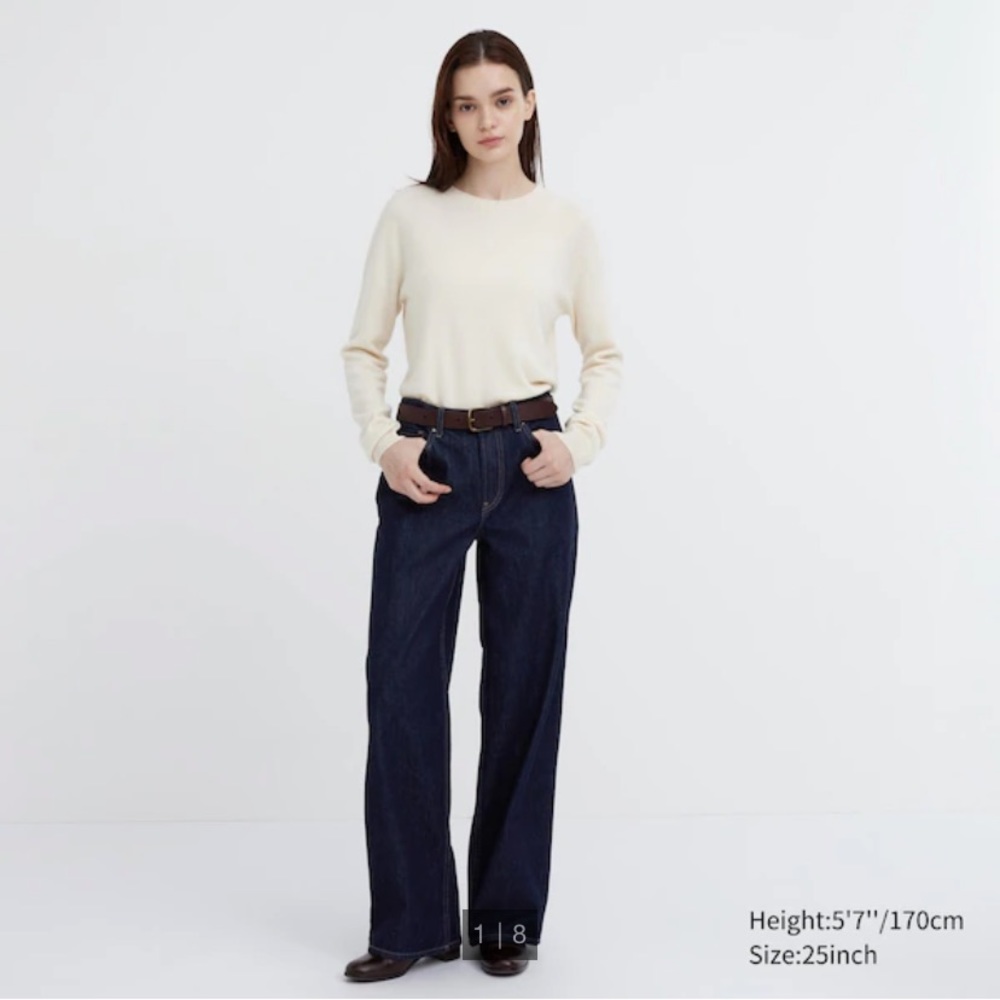 Uniqlo High-Rise Wide-Leg Jeans in Dark Indigo